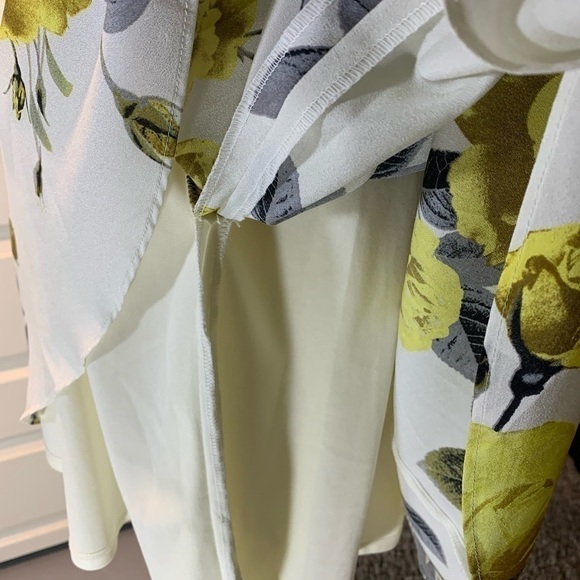 Gabby Skye Fit-N-Flare Midi Dress Off White Floral Yellow Roses 50's Style Gown - Picture 8 of 12